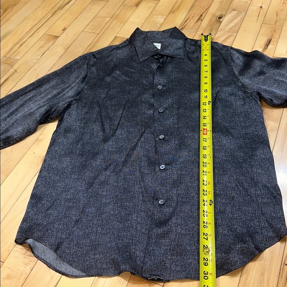 Vintage Armani Collezioni Charcoal and White Pattern Silk Dress Shirt - Picture 5 of 9